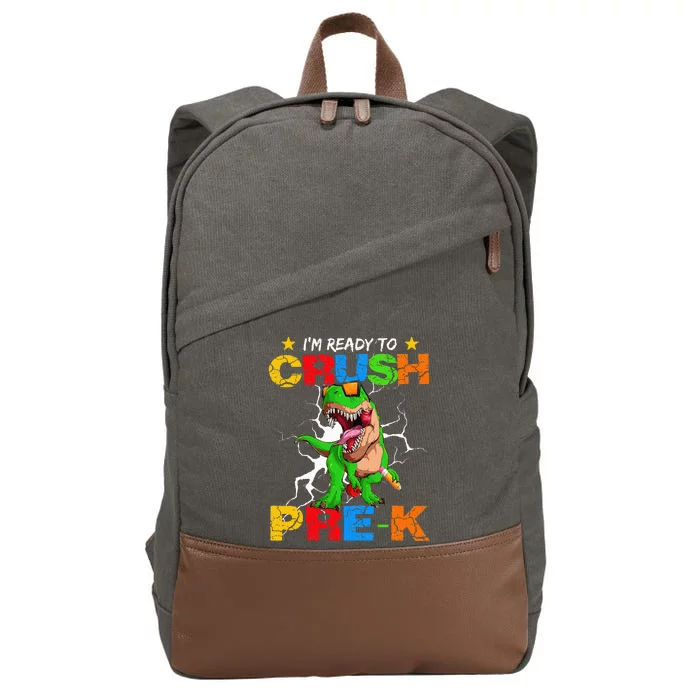 I'm Ready To Crush Prek T Rex Dinosaur Back To School Cotton Canvas Backpack