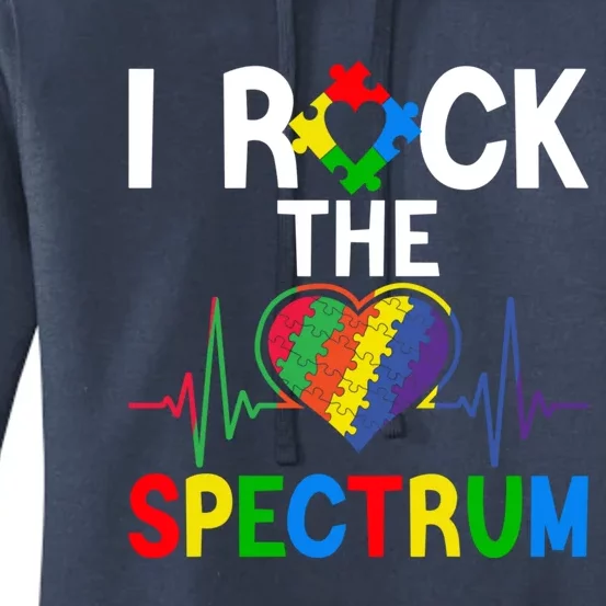 I Rock The Spectrum Autism Awareness Day Puzzle Heart Piece Gift Women's Pullover Hoodie