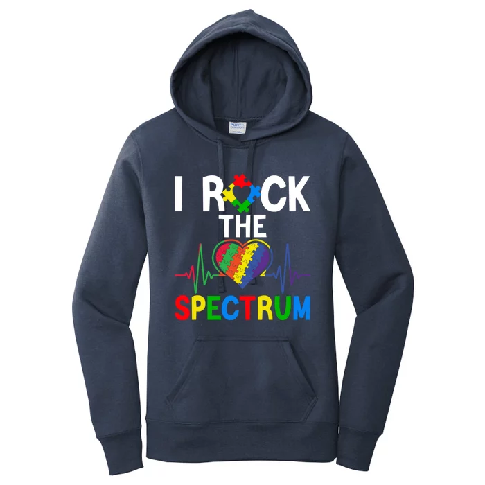 I Rock The Spectrum Autism Awareness Day Puzzle Heart Piece Gift Women's Pullover Hoodie