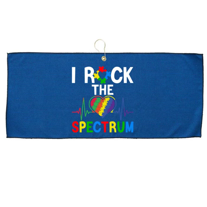 I Rock The Spectrum Autism Awareness Day Puzzle Heart Piece Gift Large Microfiber Waffle Golf Towel