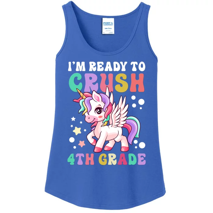 Im Ready To Crush 4Th Grade Cute Unicorn Back To School Meaningful Gift Ladies Essential Tank