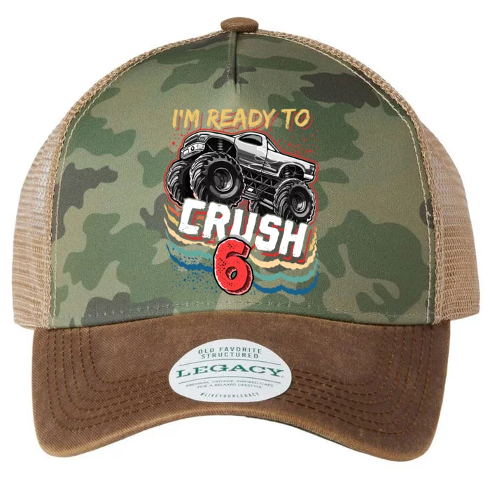 IM Ready To Crush 6 Monster Truck 6th Birthday Gift Boy Legacy Tie Dye Trucker Hat