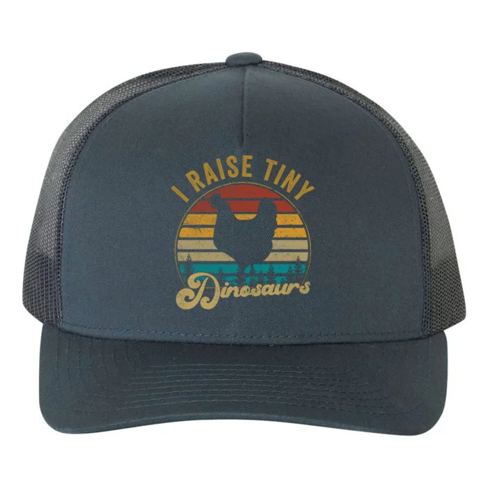 I Raise Tiny Dinosaurs Vintage Retro 70s Chicken Silhouette Meaningful Gift Yupoong Adult 5-Panel Trucker Hat