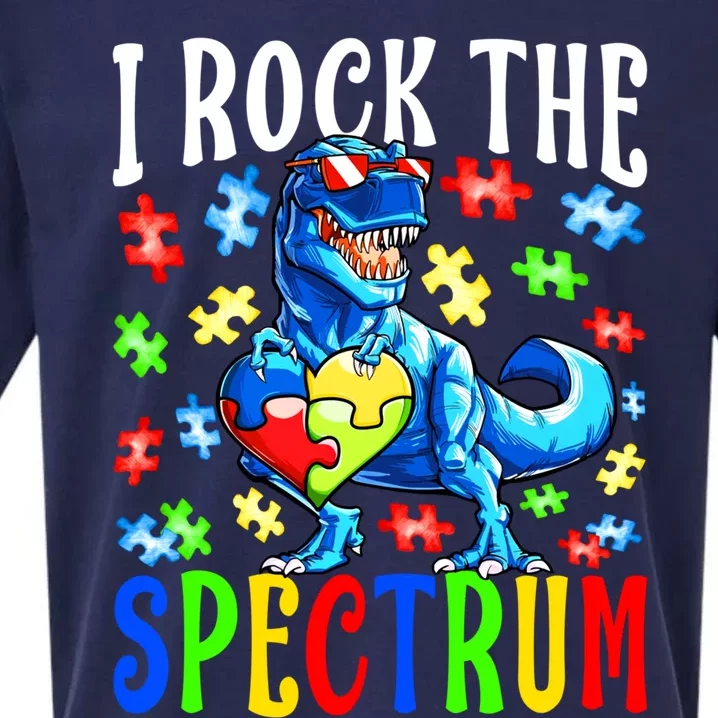 I Rock The Spectrum Autism Awareness Dinosaur Cool Gift Sueded Cloud Jersey T-Shirt