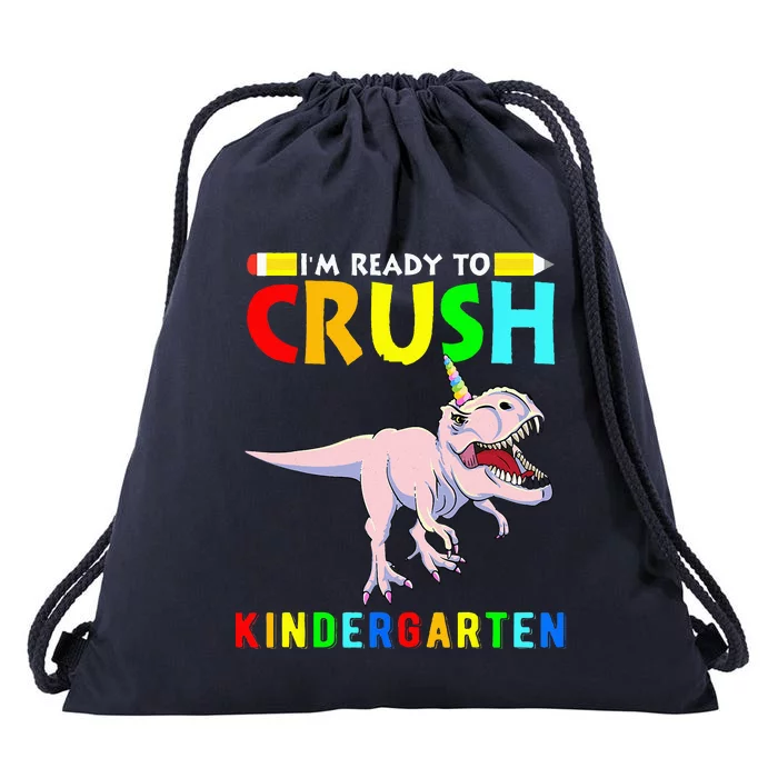 Im Ready To Crush Kindergarten Unicorn Dinosaur Drawstring Bag