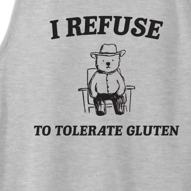 I Refuse To Tolerate Gluten Funny Cartoon Bear Meme Ladies Tri-Blend Wicking Tank