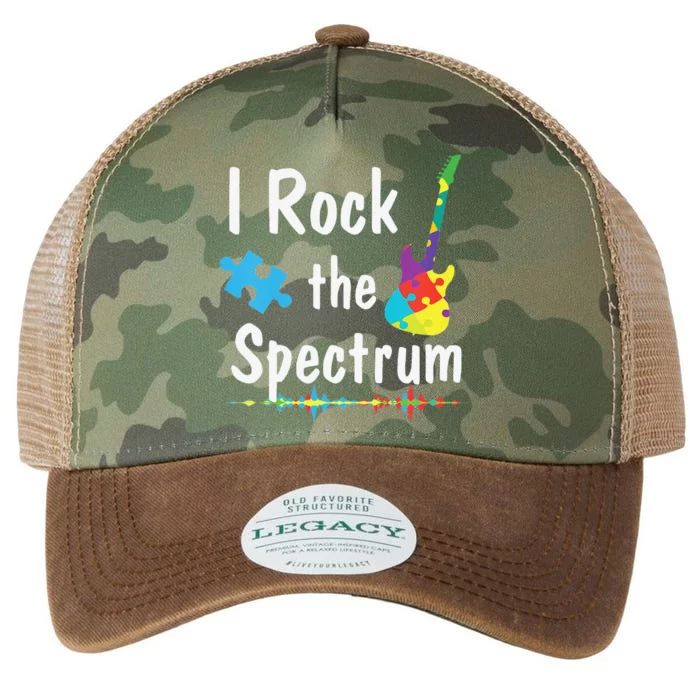 I Rock The Spectrum Autism Awareness Electric Guitar Legacy Tie Dye Trucker Hat