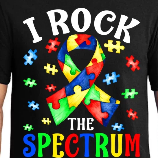 I Rock The Spectrum Autism Awareness Ribbon Funny Gift Gift Pajama Set