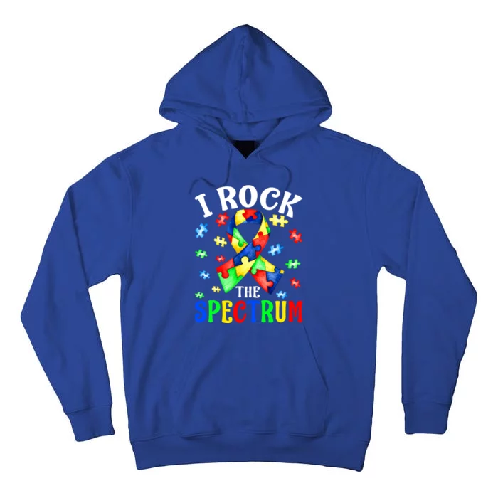 I Rock The Spectrum Autism Awareness Ribbon Funny Gift Gift Tall Hoodie