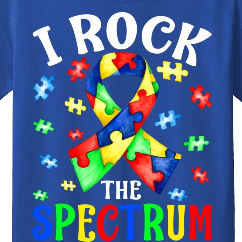 I Rock The Spectrum Autism Awareness Ribbon Funny Gift Gift Kids T-Shirt