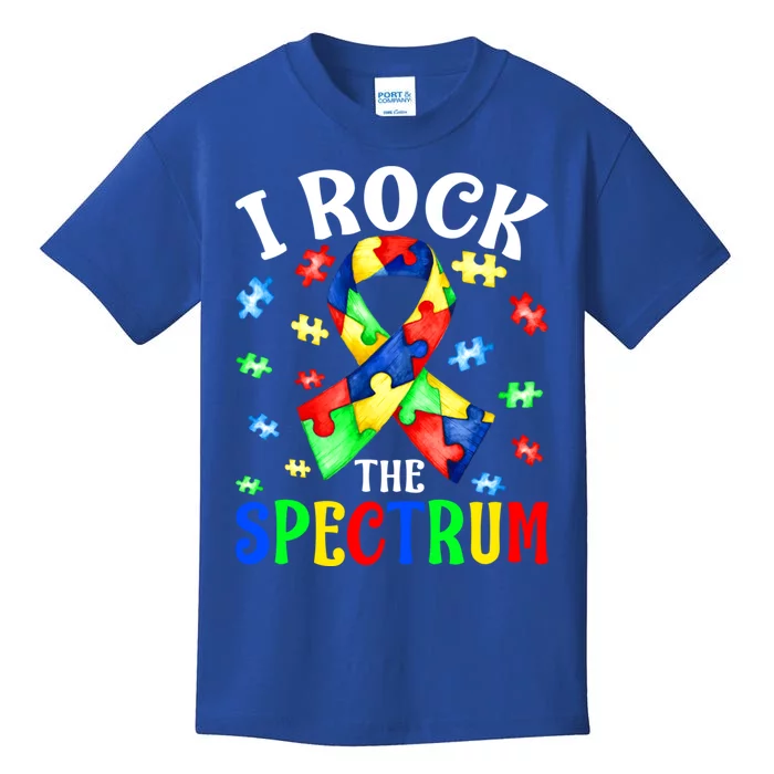 I Rock The Spectrum Autism Awareness Ribbon Funny Gift Gift Kids T-Shirt