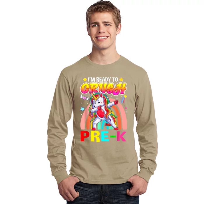 Im Ready To Crush Pre K Dab Unicorn Back To School Long Sleeve Shirt