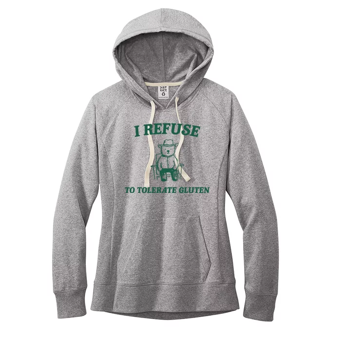 I Refuse To Tolerate Gluten Funny Cartoon Bear Meme Women's Fleece Hoodie