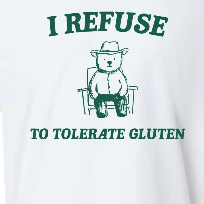 I Refuse To Tolerate Gluten Funny Cartoon Bear Meme Sueded Cloud Jersey T-Shirt