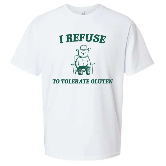 I Refuse To Tolerate Gluten Funny Cartoon Bear Meme Sueded Cloud Jersey T-Shirt