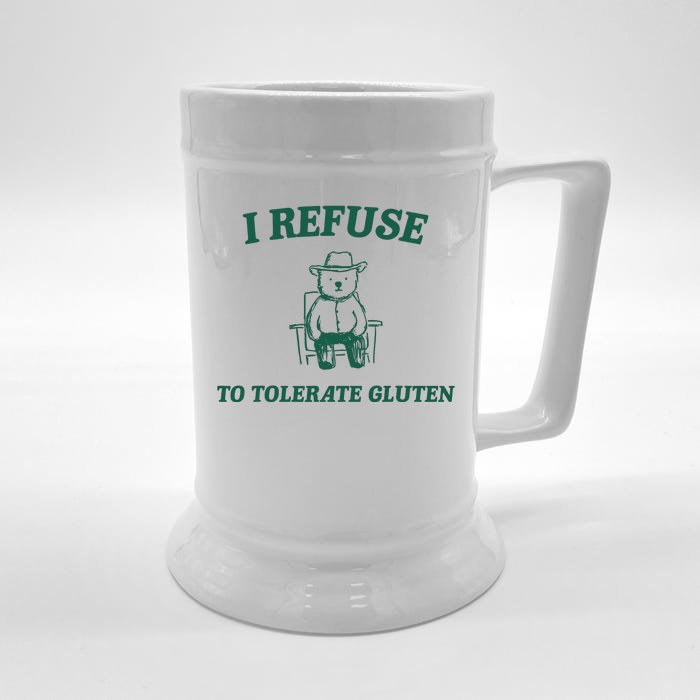 I Refuse To Tolerate Gluten Funny Cartoon Bear Meme Front & Back Beer Stein