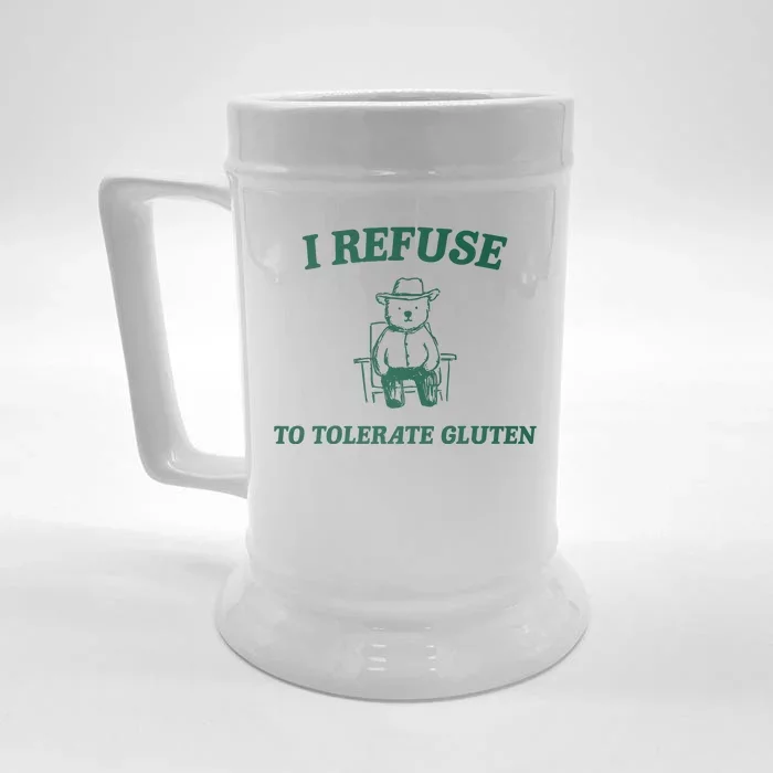 I Refuse To Tolerate Gluten Funny Cartoon Bear Meme Front & Back Beer Stein