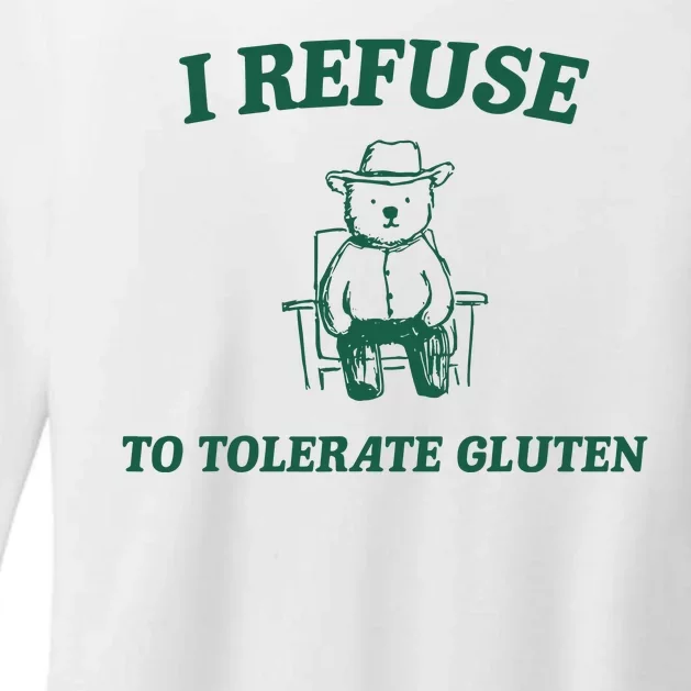 I Refuse To Tolerate Gluten Funny Cartoon Bear Meme Womens CVC Long Sleeve Shirt