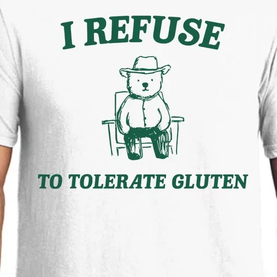 I Refuse To Tolerate Gluten Funny Cartoon Bear Meme Pajama Set