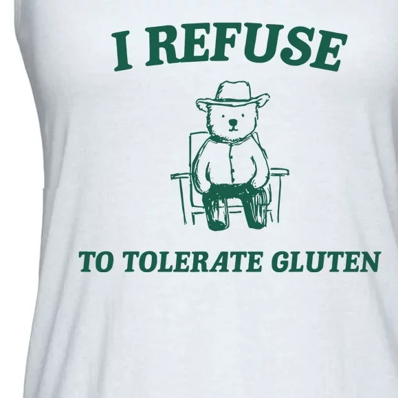 I Refuse To Tolerate Gluten Funny Cartoon Bear Meme Ladies Essential Flowy Tank