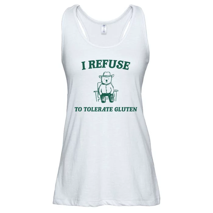 I Refuse To Tolerate Gluten Funny Cartoon Bear Meme Ladies Essential Flowy Tank