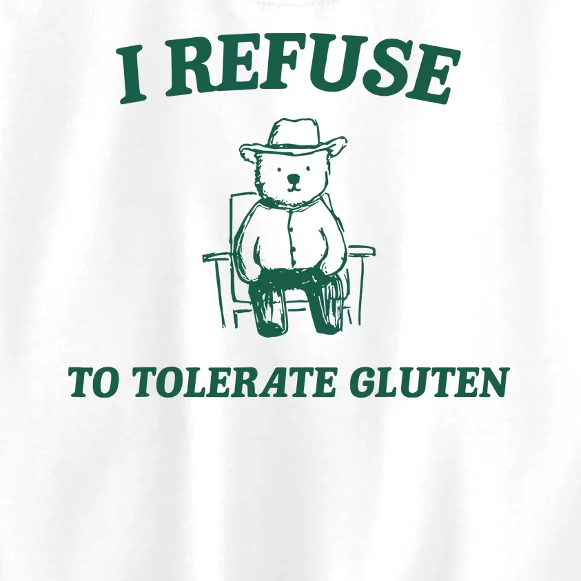 I Refuse To Tolerate Gluten Funny Cartoon Bear Meme Kids Sweatshirt