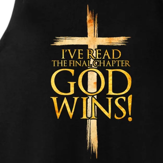 IVe Read The Final Chapter God Wins Christian Faith Cross Ladies Tri-Blend Wicking Tank