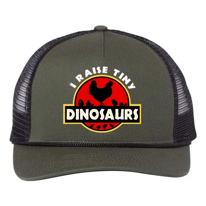 I Raise Tiny Dinosaurs Chicken Lover Gift Retro Rope Trucker Hat Cap