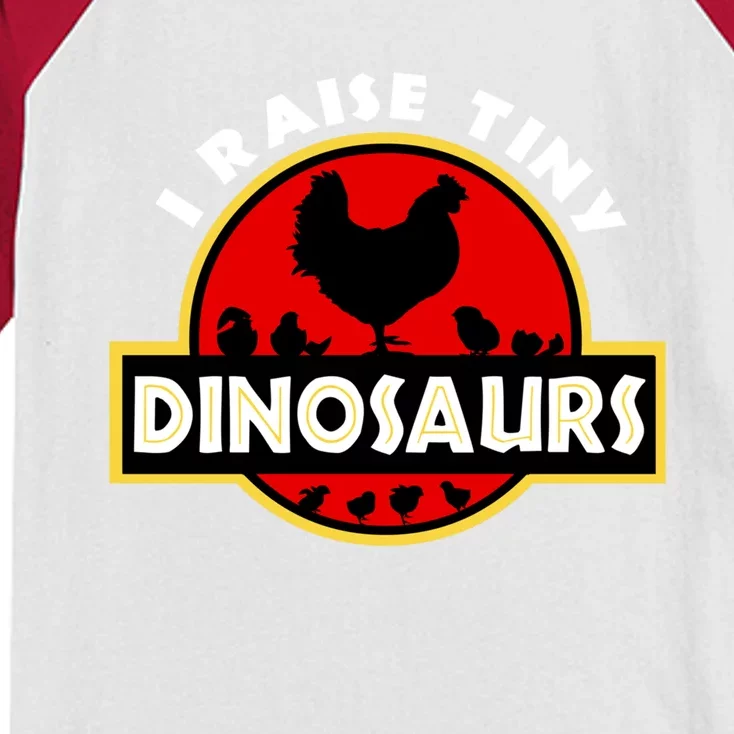 I Raise Tiny Dinosaurs Chicken Lover Gift Kids Colorblock Raglan Jersey