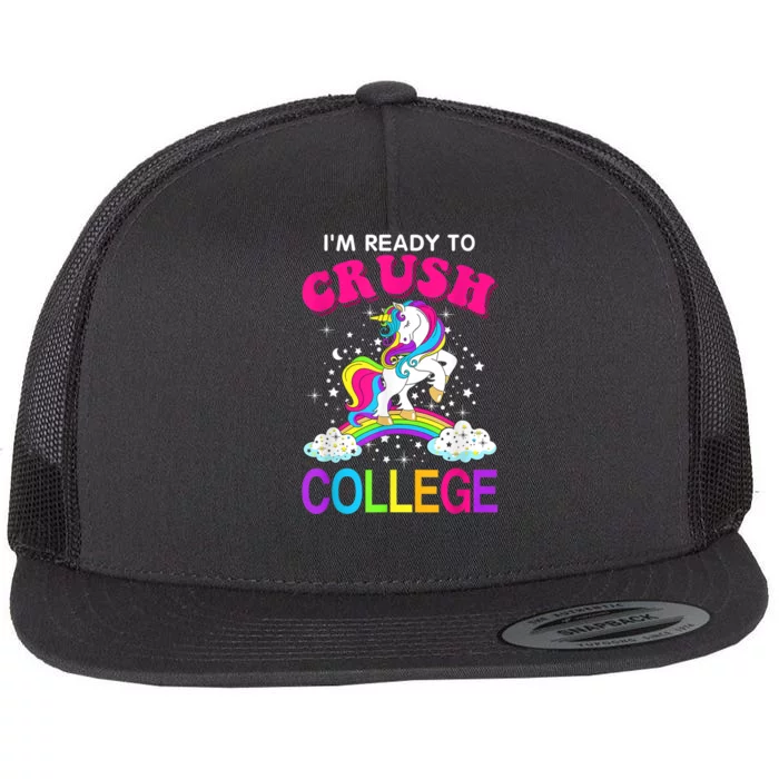 Im Ready To Crush College Unicorn Back To School Flat Bill Trucker Hat