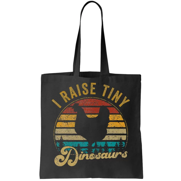 I Raise Tiny Dinosaurs Vintage 70s Chicken Tote Bag