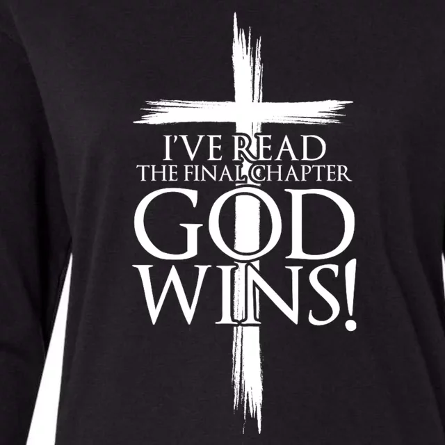 IVe Read The Final Chapter God Wins Christian Faith Cross Womens Cotton Relaxed Long Sleeve T-Shirt