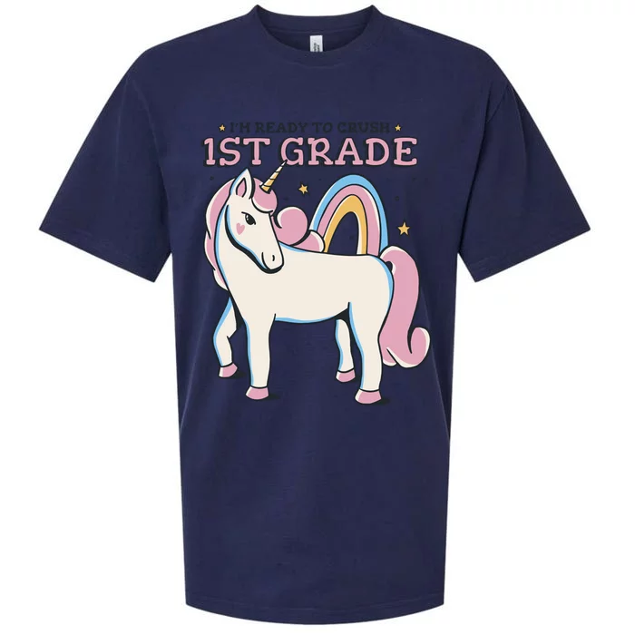 I'm Ready To Crush 1st Grade Rainbow Unicorn Sueded Cloud Jersey T-Shirt