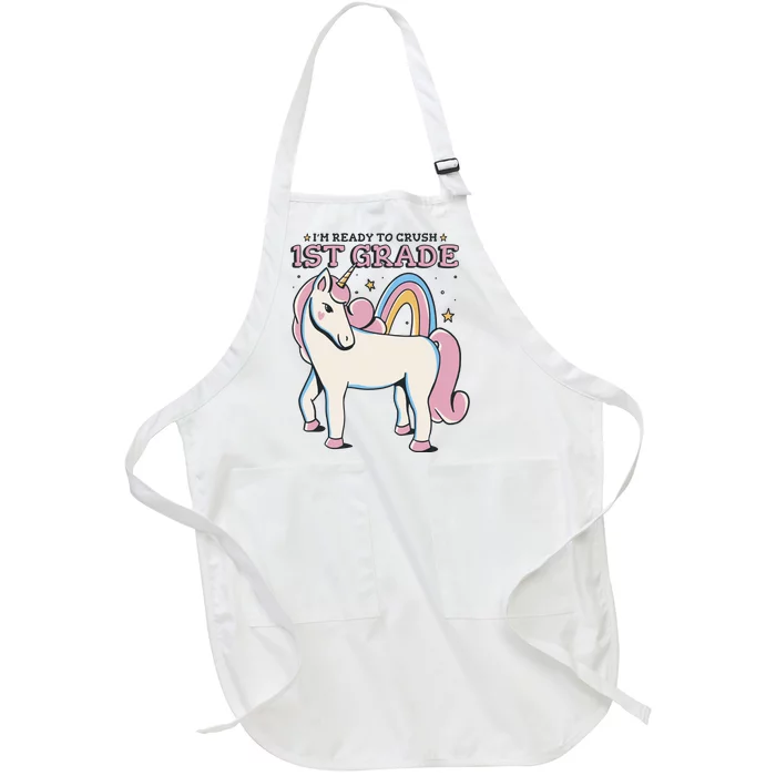 I'm Ready To Crush 1st Grade Rainbow Unicorn Full-Length Apron With Pocket