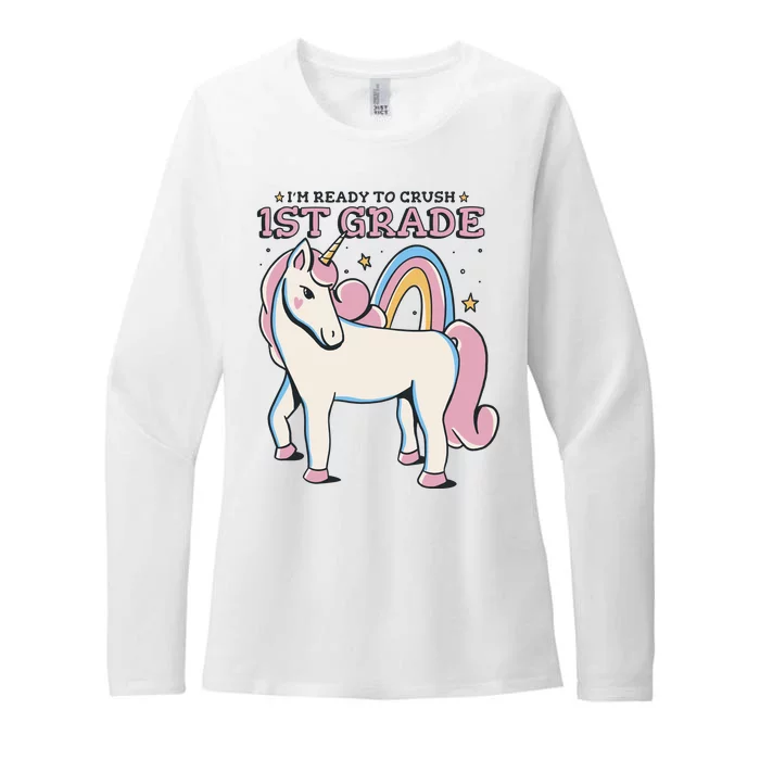 I'm Ready To Crush 1st Grade Rainbow Unicorn Womens CVC Long Sleeve Shirt