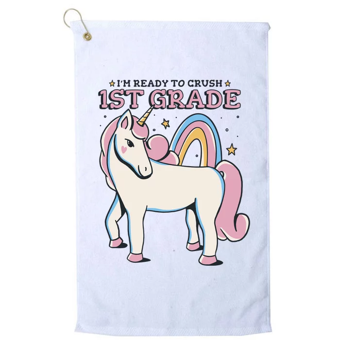 I'm Ready To Crush 1st Grade Rainbow Unicorn Platinum Collection Golf Towel