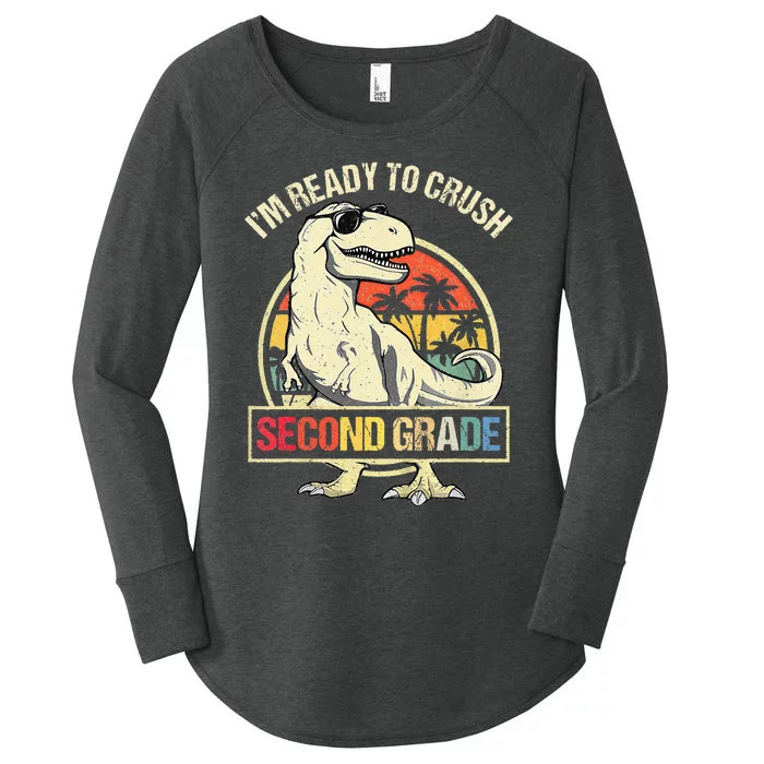 I'm Ready To Crush 2nd Grade Dinosaur T Rex Back To School Women's Perfect Tri Tunic Long Sleeve Shirt