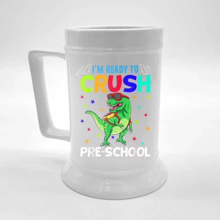 Im Ready To Crush Preschool T Rex Dinosaur Back To School Front & Back Beer Stein