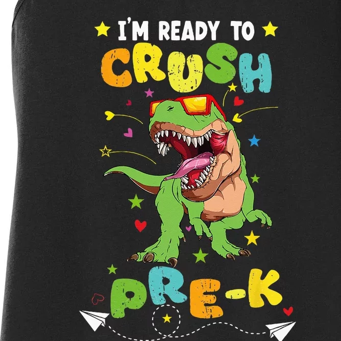 Im Ready To Crush Pre K T Rex Dinosaur Back To School Boy Women's Racerback Tank