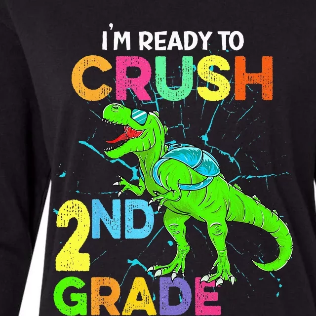 I'm Ready To Crush 2nd Grade Dinosaur Back To School Womens Cotton Relaxed Long Sleeve T-Shirt