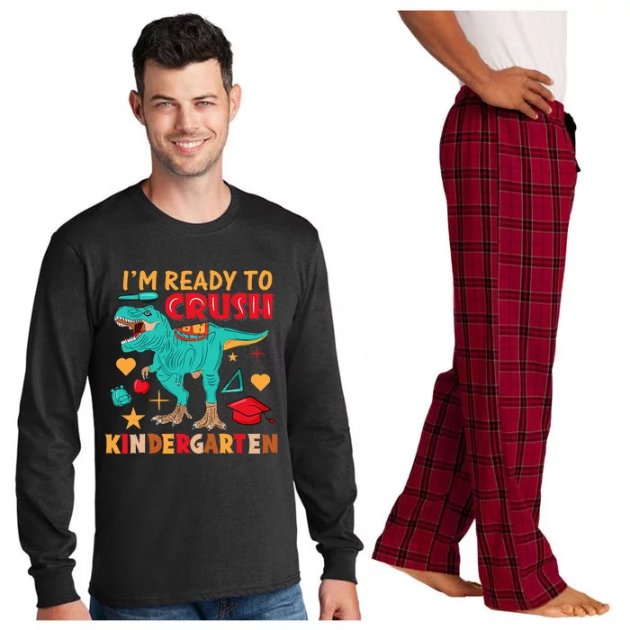 Im Ready To Crush Kindergarten Dinosaur Back To School Long Sleeve Pajama Set