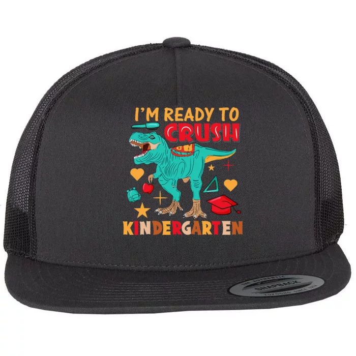 Im Ready To Crush Kindergarten Dinosaur Back To School Flat Bill Trucker Hat