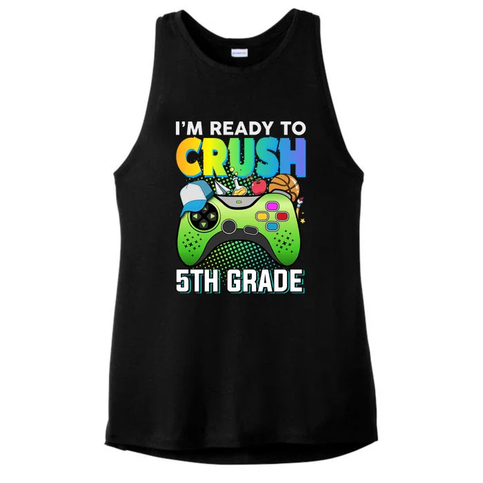 Im Ready To Crush 5th Grade Back To School Video Game Boy Gift Ladies Tri-Blend Wicking Tank