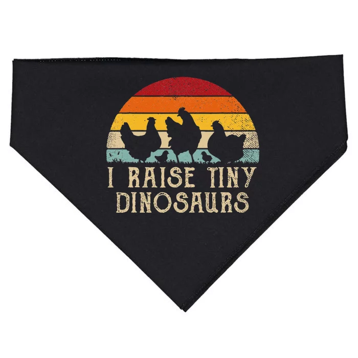 I Raise Tiny Dinosaurs Funny Backyard Chicken Farmer Joke USA-Made Doggie Bandana