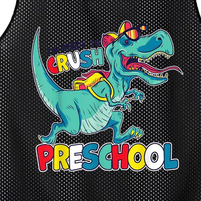 Im Ready To Crush Preschool Comic Style TRex Dinosaur Boy Mesh Reversible Basketball Jersey Tank