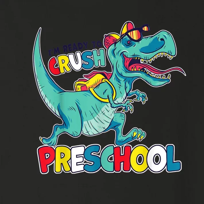 Im Ready To Crush Preschool Comic Style TRex Dinosaur Boy Toddler Long Sleeve Shirt