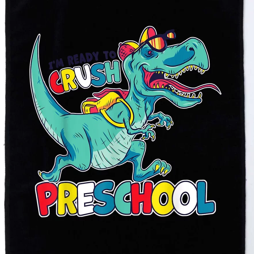 Im Ready To Crush Preschool Comic Style TRex Dinosaur Boy Platinum Collection Golf Towel