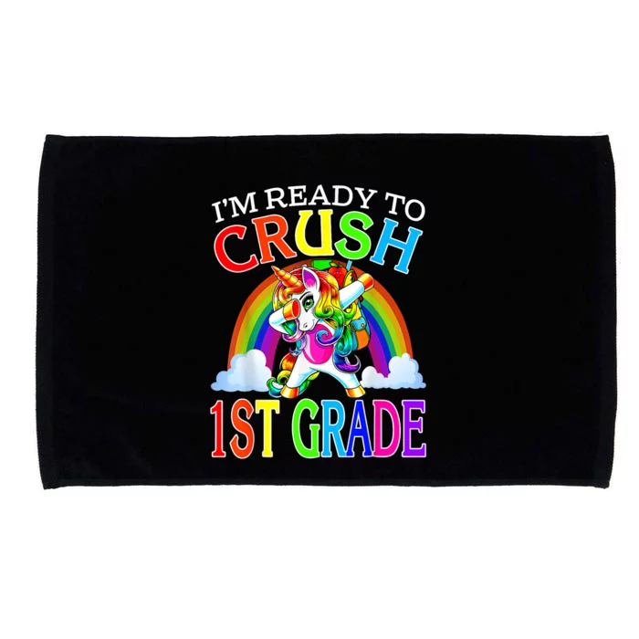 Im Ready To Crush 1st Grade Dabbing Unicorn Back To School Microfiber Hand Towel