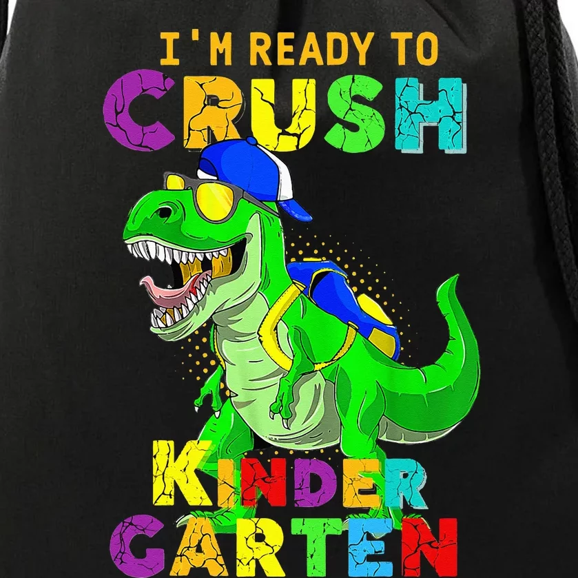 I'm Ready To Crush Kindergarten Back To School Dinosaur Tee Drawstring Bag