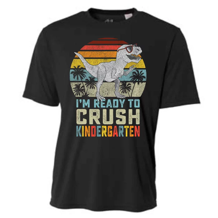 Im Ready To Crush Kindergarten 1st Day Kinder Dinosaur Boy Cooling Performance Crew T-Shirt